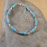 TURQUOISE AND STERLING SILVER BEADS BRACELET